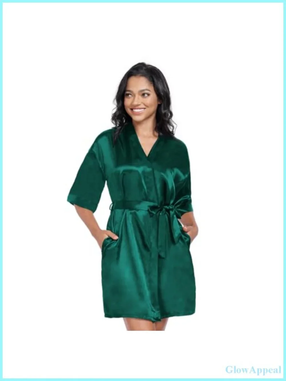 Silky Satin V-Neck Short Robe Lightweight Sleepwear
